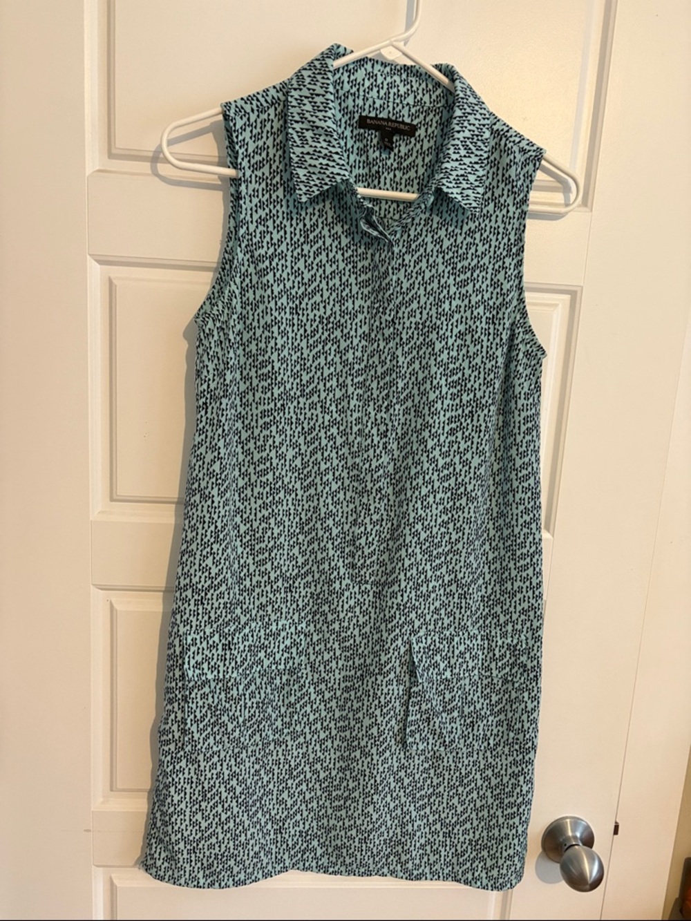 Banana Republic Sleeveless Collared Shift Dress - Teal and Black